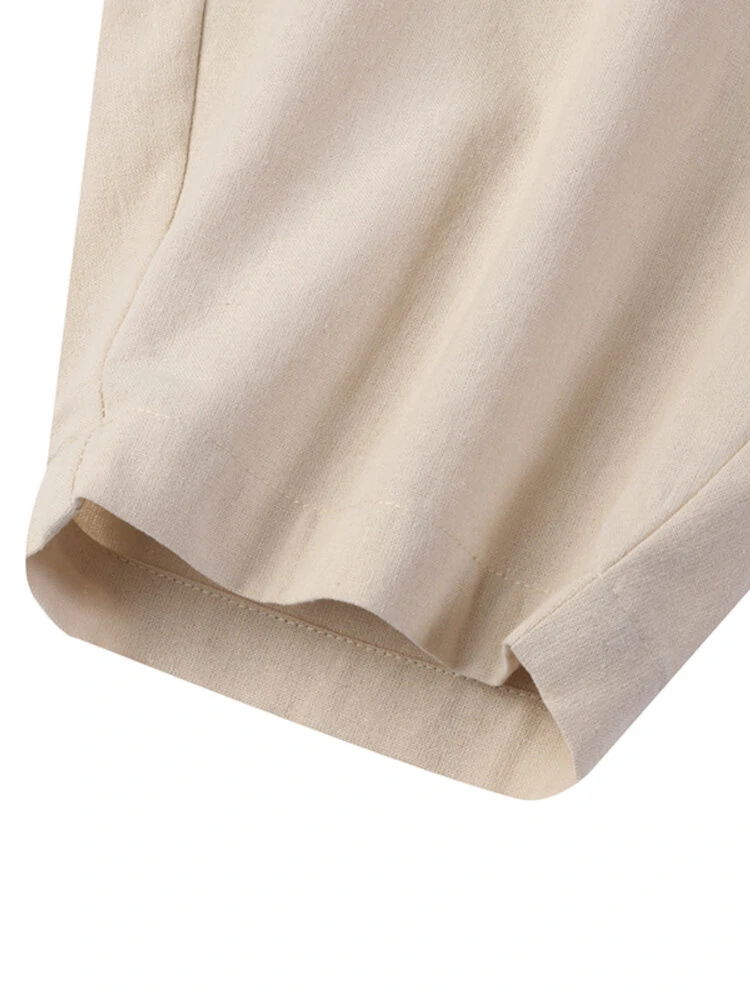 (image for) Women Loose 100% Cotton Ankle Length Solid Color Wide Legged Casual Pants